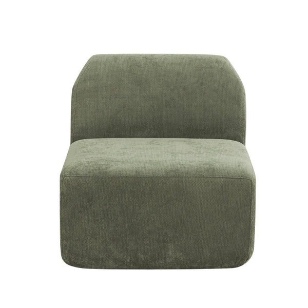 English Elm 111" Curved Sectional Sofa Set Plush Lamb Wool Upholstery Deep Seat Ottoman Lounge Green N767P371305G
