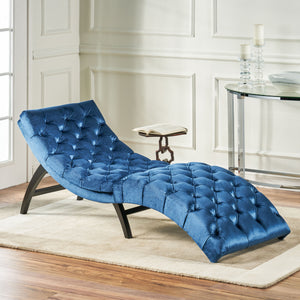 English Elm Christopher Knight Home® - CHAISE Tufted Curved Lounge Chair for One Person — Elegant Accent Recliner with Contoured Comfort and Style Antique Navy Blue 60127.00NVLTCBLT