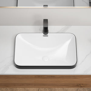 English Elm Ceramic Undermount Vanity Sink Glazed Porcelain Basin Flush Mount Minimalist Bath W3402P406917