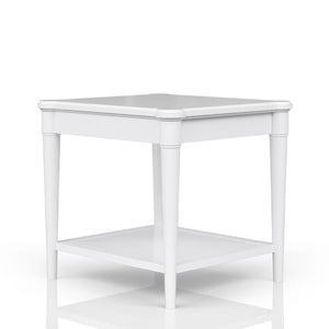 English Elm White Solid Wood Cocktail Table with Casters and Two Drawers, Transitional Casual Design, Durable Finish White 28 L x 30 W x 14.25 H B2699P218290