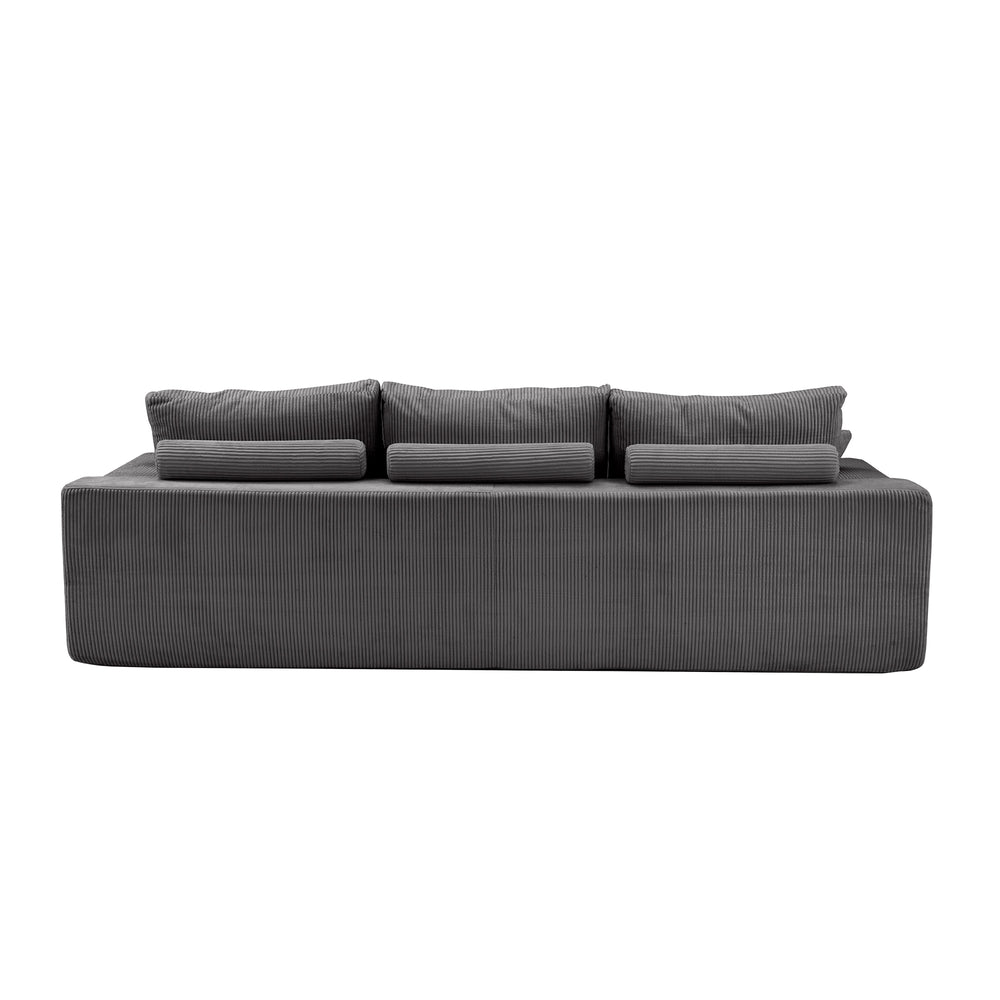 English Elm "110" L-Shaped Sectional Sofa - Plush Corduroy 3-Seater Cloud Couch With Chaise, No Assembly Needed! W2606S00007