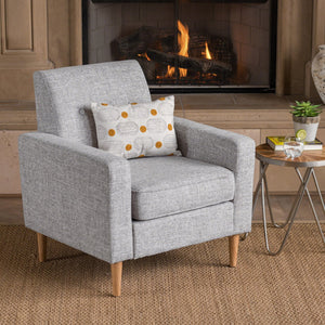 English Elm Christopher Knight Home® - Sawyer Light Grey Mid-Century Modern Fabric Club Chair - 100% Polyester, Rubberwood Legs, Cozy Comfort 61237.00LGTW