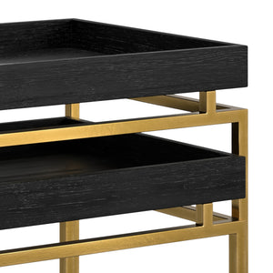 English Elm Macy Black & Gold 2-Pc Nesting Tables — Solid Mango Wood Tops, Metal Frame, Modern End Tables B136P203440