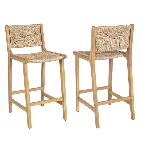 English Elm Christopher Knight Home® - Acacia Wood Outdoor Armless Barstool Set Of 2 - Light Teak Finish For Stylish Patio Seating N772P265278L