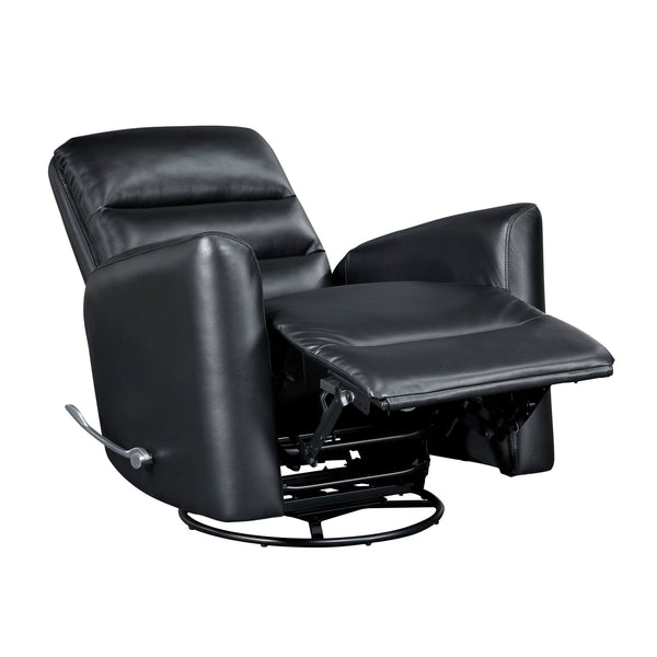 English Elm Glider Swivel Recliner Chair with Smooth Gliding Motion, Breathable Faux Leather, Luxurious Comfort and Space-Saving Design Black 34 L x 31 W x 26.5 H B011P287700