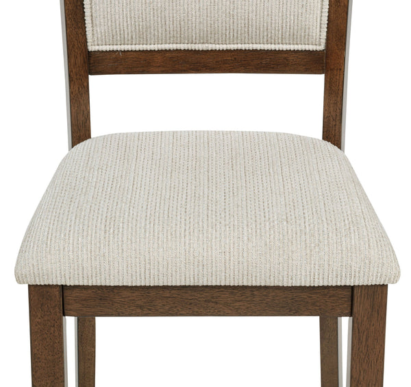 English Elm 5pc Traditional Wooden Dining Set with Rectangular Veneer Table, Tapered Legs & Upholstered Curve Back Chairs B2741P408997