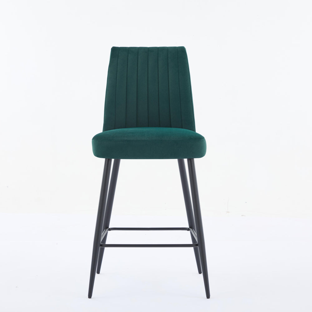 English Elm Adjustable Velvet Bar Chairs Set Of 2 – Stylish Green Upholstered Seating For Kitchen & Dining Spaces W3615P340681
