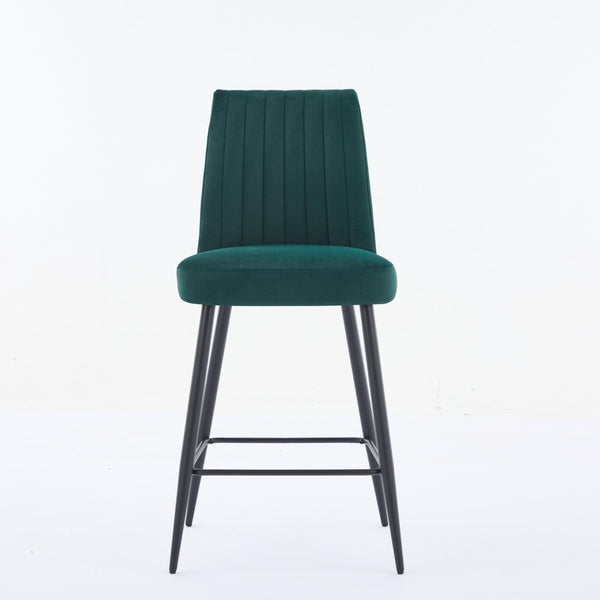English Elm Adjustable Velvet Bar Chairs Set Of 2 – Stylish Green Upholstered Seating For Kitchen & Dining Spaces W3615P340681