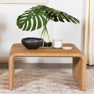 English Elm Square Woven Rattan Coffee Table - Handcrafted Natural Design For Bohemian Living Room Style & Storage B016P378148-GIGA