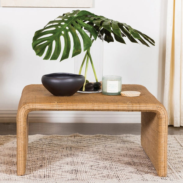 English Elm Square Woven Rattan Coffee Table - Handcrafted Natural Design For Bohemian Living Room Style & Storage B016P378148-GIGA
