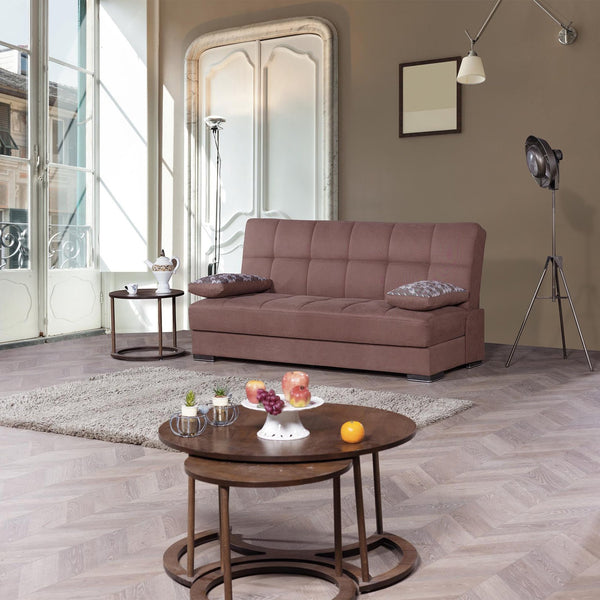 English Elm PrimeNest Sovo Collection Upholstered Convertible Sofabed with Storage and Click-Click Sleeper Mechanism Brown B030P286574