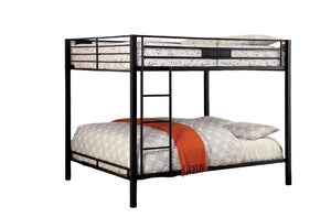 English Elm Queen Industrial Metal Bunk Bed with Pipe Frame, Built-In Slats & Ladder, Durable Retro Style 92" Black 81 L x 17 W x 6 H B2741S00376