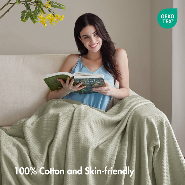 English Elm 1 Premium Twin Blanket Crafted from 100% Certified Egyptian Cotton for Luxurious Softness and Durability Sage Green 15.75 L x 12.6 W x 4.33 H B035P381293