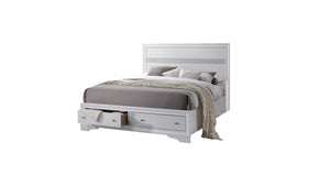 English Elm Traditional Matrix Full 4PC Bedroom Set in White Wood with Storage Drawers, Dresser & Mirror Elegance B009S01343
