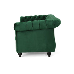 English Elm Christopher Knight Home® - LOVESEAT Plush Velvet Tufted Diamond Stitch with Nailhead Trim and Scrolled Arms for Luxe Comfort Emerald 63045.00NVLTEMD