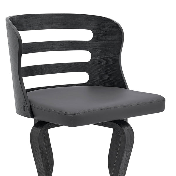 English Elm Lusera 26" Gray Faux Leather Swivel Bar Stool With Black Wood Base For Modern Home Comfort & Style B2736P268531