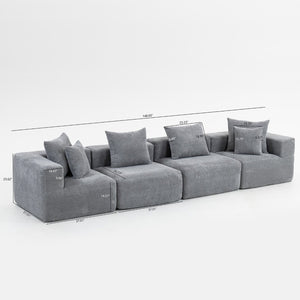 English Elm Modular Low Profile Sectional Sofa Plush Chenille Upholstery for Cozy Living Rooms W3326S00035