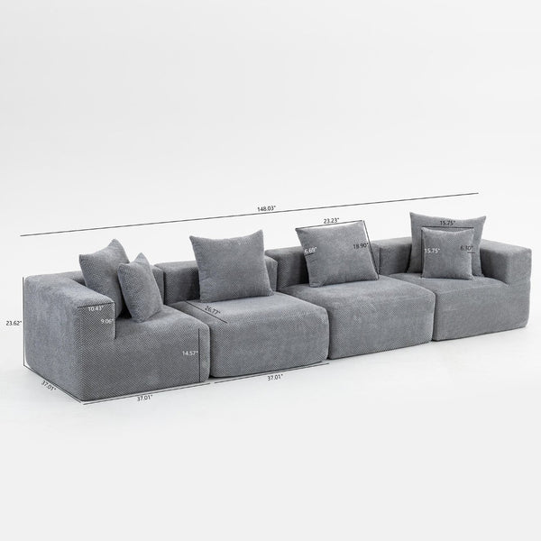 English Elm Modular Low Profile Sectional Sofa Plush Chenille Upholstery for Cozy Living Rooms W3326S00035