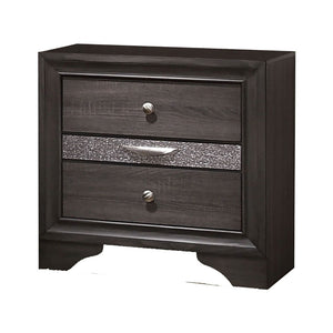 English Elm Nightstand Pearl White Lacquer with Textured Drawers and Clear Acrylic Legs Glam Bedroom B056P416772
