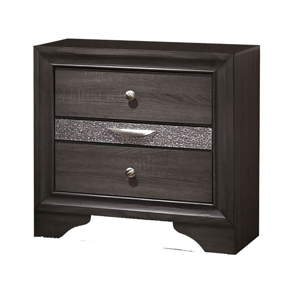English Elm Nightstand Pearl White Lacquer with Textured Drawers and Clear Acrylic Legs Glam Bedroom B056P416772