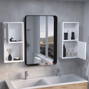 English Elm Wall Mounted Bathroom Medicine Cabinet Eak 24" H White - Space-Saving Engineered Wood, 2 Doors, 4 Shelves Organized Storage B097P199744
