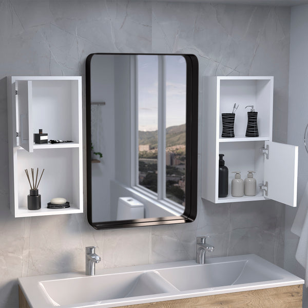 English Elm Wall Mounted Bathroom Medicine Cabinet Eak 24" H White - Space-Saving Engineered Wood, 2 Doors, 4 Shelves Organized Storage B097P199744