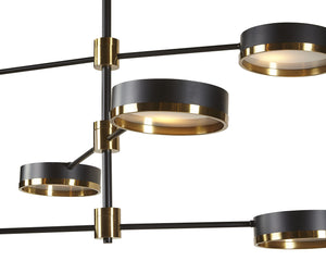 Sunpan Oralee Chandelier - Modern Black & Brass Fixture with Adjustable Arms for Stylish Home Decor