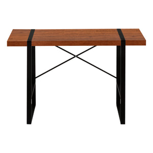 English Elm Computer Desk, Stylish Brown Laminate With Black Metal Legs, Modern Workspace For Home & Office B2710P219878