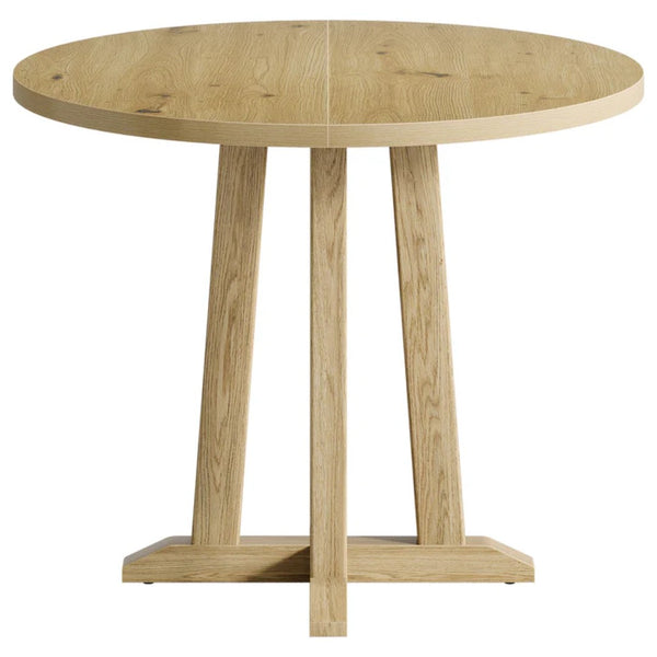 English Elm Compact Round Wood Dining Table Natural Grain Finish Seats Four Small Space Apartment T3971P447630