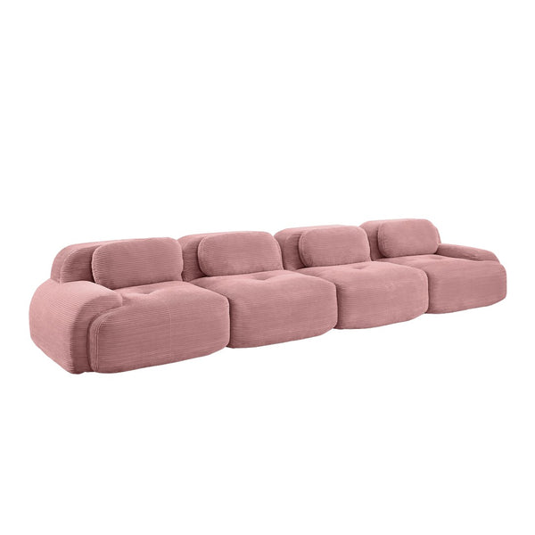 English Elm 4-seat Modular Corduroy Sectional with High-resilience Foam Pet Friendly Bedroom Sofa W714S01410