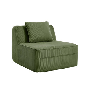 English Elm Martha Armless Corduroy Sofa Deep Seat Lounge Design with Cloud Comfort Pillows Green W3041P353177