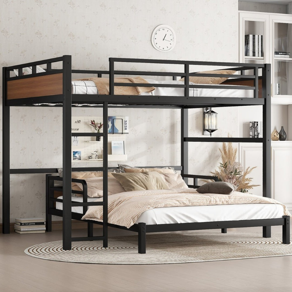 English Elm Twin Xl Solid Pine Loft Bed with Built-in Led Lighting and Storage Shelves Walnut W1580S00504
