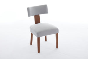 English Elm 064-Set Linen Fabric Modern Armless Dining Chairs with Curved Back & Solid Light Brown Legs for Stylish Comfort Gray W527P292115