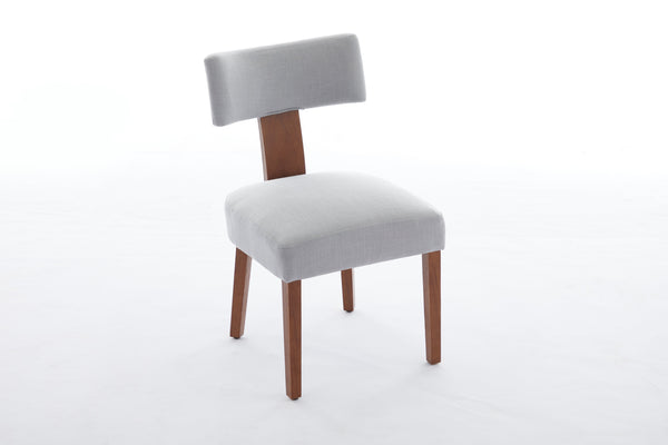 English Elm 064-Set Linen Fabric Modern Armless Dining Chairs with Curved Back & Solid Light Brown Legs for Stylish Comfort Gray W527P292115