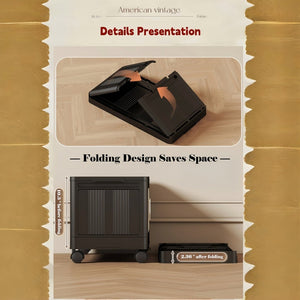 English Elm Retro Folding Storage Cabinet With 4 Tiers, Magnetic Door & Wheels - Space-Saving Organizer For Home W2873P366355-GIGA