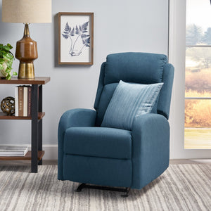 English Elm Christopher Knight Home® - 25" Plush Waterfall Backrest Manual Rocker Recliner with Curved Arms and Smooth Lever Recline Navy Blue 62805.00
