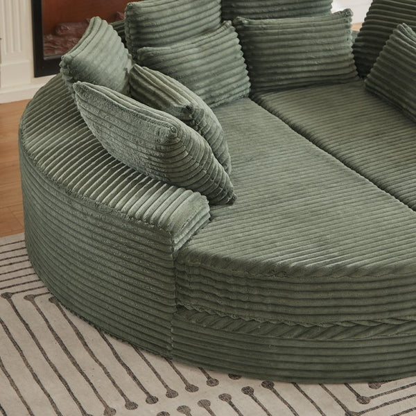 English Elm 78.5-inch Corduroy Round Convertible Recliner Sofa Bed with Neck Support and Throw Pillows Green W834S00562