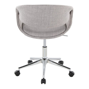 English Elm Task Chair with Chrome Five Star Base Grey Fabric Seat for Modern Home Office Use B202P474178