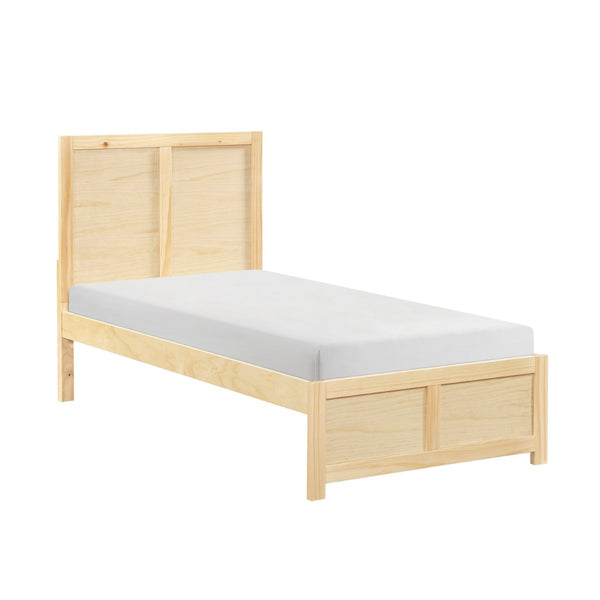 English Elm Contemporary Natural Pine Twin Bed Tall Headboard Slat Support Farmhouse Bedroom Frame B011S02459