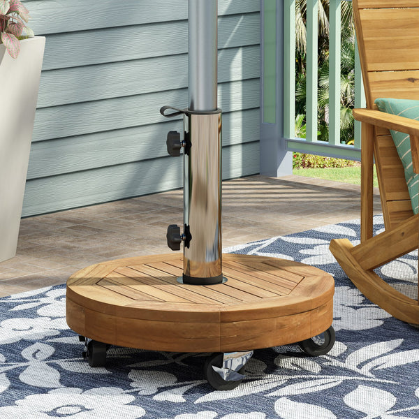 English Elm Christopher Knight Home® - RALPH Teak Round Umbrella Base with Stainless Steel Tube & Concrete Core, 30 lb, Fits 1.57–1.77" 70857.00