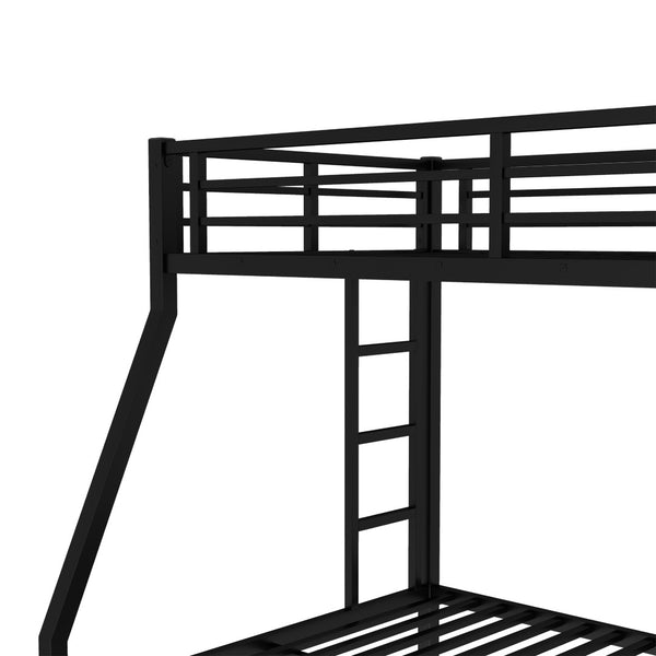 English Elm Twin Metal Bunk Bed With Full Bed & Trundle - Modern Space-Saving Design For Shared Rooms, Black W1580S00130-GIGA