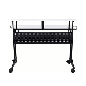 English Elm Music Recording Studio Desk with Raised Monitor Shelf and Keyboard Tray for Organized Workflow Black,White B016P312638