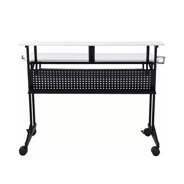 English Elm Music Recording Studio Desk with Raised Monitor Shelf and Keyboard Tray for Organized Workflow Black,White B016P312638
