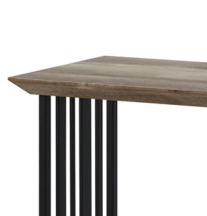 English Elm Antique Oak Sofa Table With Black Double-Pedestal Base - Elegant Entryway & Living Room Accent B062P209141