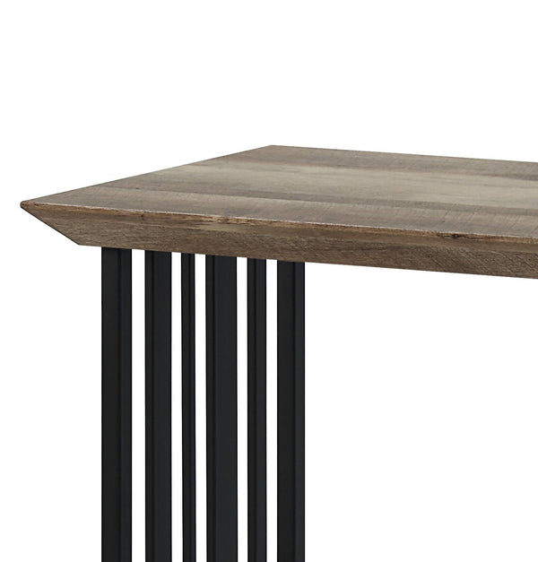 English Elm Antique Oak Sofa Table With Black Double-Pedestal Base - Elegant Entryway & Living Room Accent B062P209141