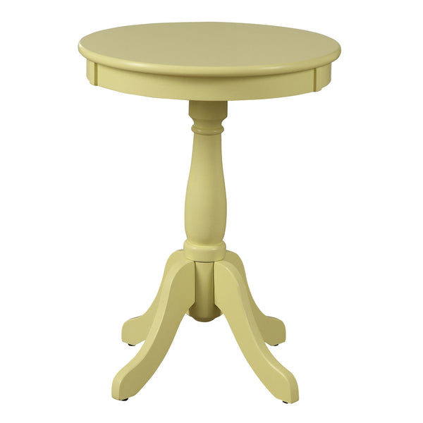 English Elm Light Cottage Pedestal Side Table in Soft Yellow — Turned Wood Base, Rustic Farmhouse Charm, 25.5"H 18.5"W B062P181370