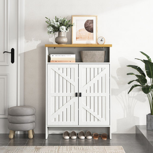 English Elm Modern Six-Drawer MDF Cabinet with Rounded Metal Corners, Smooth Glides & Sleek Minimalist Style White W3226P279089