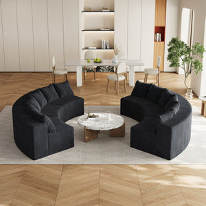 English Elm Corduroy Curved Modular Sectional Sofa With 12 Pillows - Versatile Comfort For Any Space & Style W834S00349