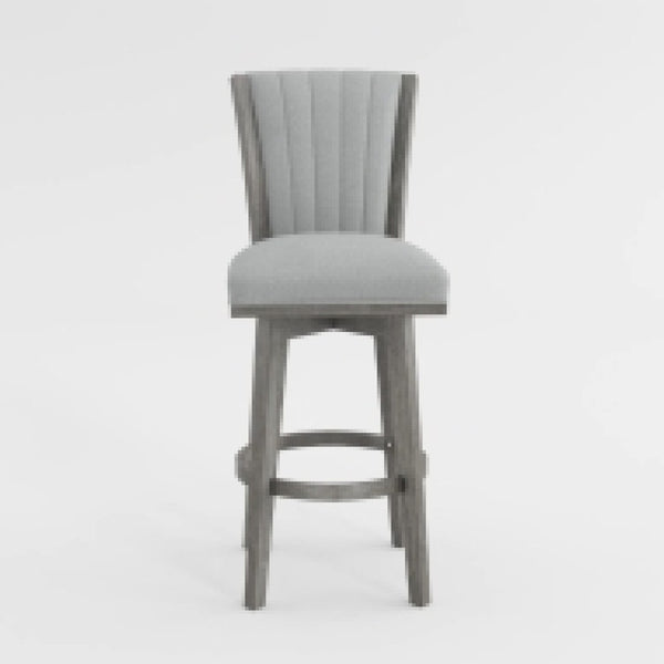 English Elm Core Velvet Swivel Counterstools with Channel Tufting and Wire-brushed Wood Frame Set B056P417049