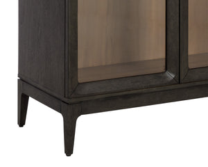 Sunpan Cecilia Display Cabinet - Mid-Century Modern Design with Smoked Grey Acacia & Glass Doors, 75H